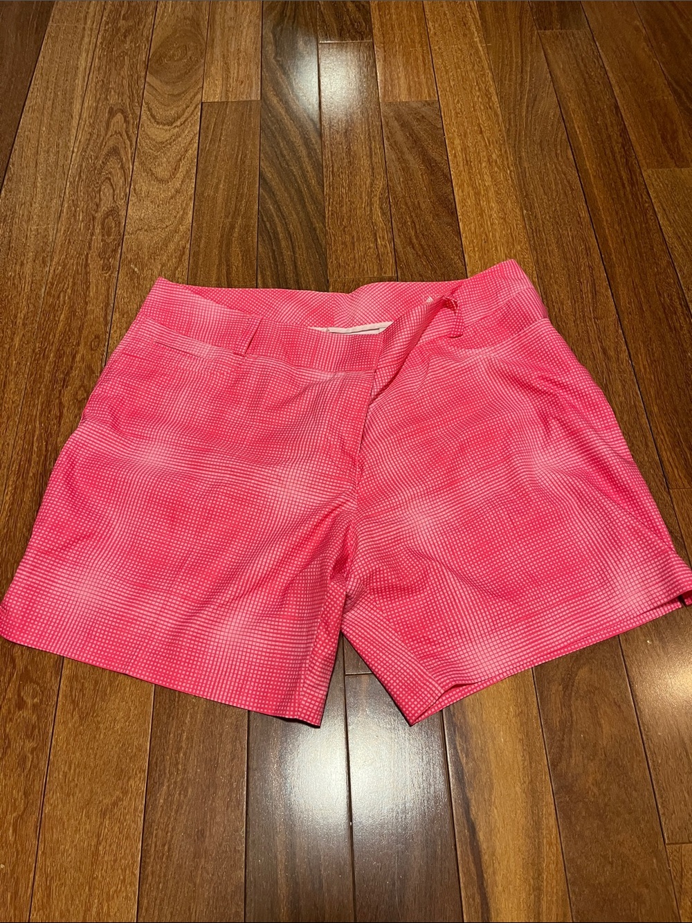 adidas Women's Hot Pink Gingham Athletic Shorts